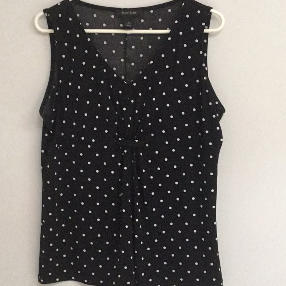 White House Black Market Polka Dot Top Sz XL